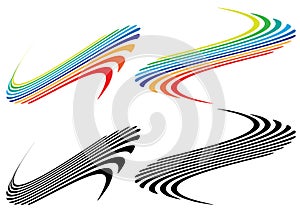 Colorful stripy stripes lines with wavy, billow effect. Abstract design elements