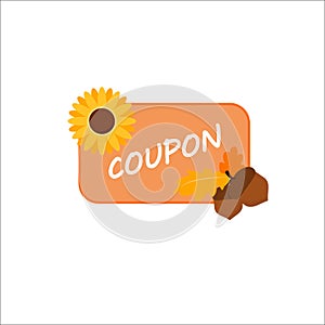 Colorful stylish coupon with word Coupon and autumnal leaves in design on the white background