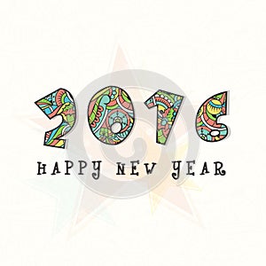 Colorful stylish text for New Year 2016 celebration.