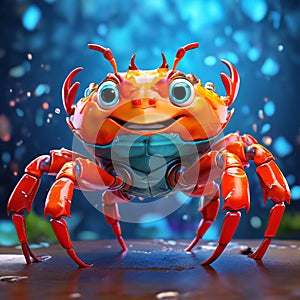 Colorful 3D Crab with Unique Expression