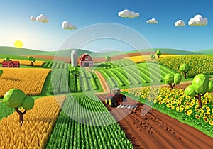 Sky with polygonal clouds. The sun is rising or setting in the