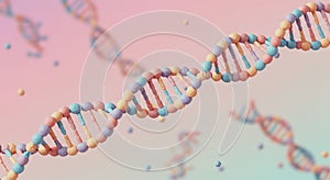 Colorful, stylized DNA double helix structures float against a soft pastel gradient