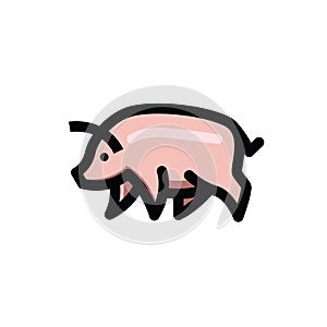 Colorful stylized drawing of pig