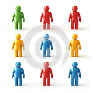 Colorful 3D Rendered Human Figures Representing Diversity and Teamwork