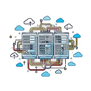 Cloud Computing Data Center Network Servers Rack Technology Connection