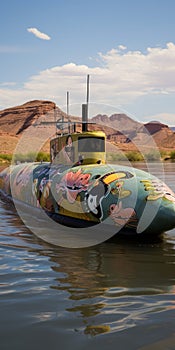 Colorful Submarine Artwork On Colorado River In Topock, Arizona