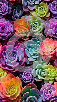 colorful succulent plants arrangement in garden, generative ai