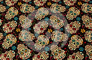 Colorful Sugar Skulls Day of the Dead Background