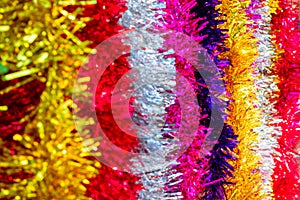 Colorful Sukkot or Sukkos or Christmas tinsel. photo