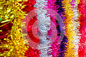 Colorful Sukkot or Sukkos or Christmas tinsel.