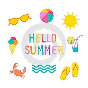 Colorful Summer Icons Set