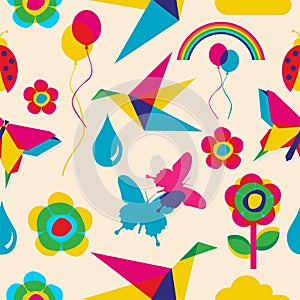 Colorful summer origami pattern