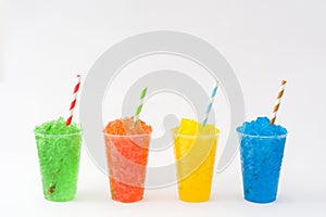 Colorful summer slushies isolated on white background photo