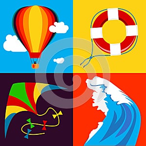 Colorful summer and vacation icons