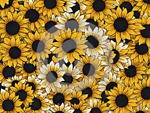 Colorful Sunflowers Illustration. Seamless Pattern Background. photo