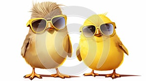 Colorful Sunglasses-wearing Birds: Inventive Character Designs And Realistic Images