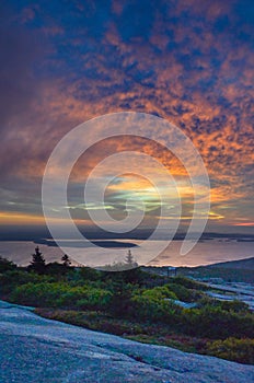 Colorful sunrise in acadia national park