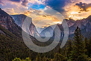 Colorful Sunrise Clouds on Yosemite Valley, Yosemite National Park, California