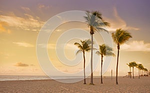 Colorful sunrise in Miami Beach Florida