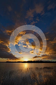 Colorful sunrise over Nine Mile Pond in Everglades National Park, Florida.