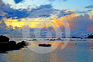 Colorful sunrise on the second beach of Morro de Sao Paulo, Bahia, Brazil