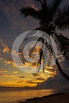 Colorful sunrise on the Tambua Sands Beach on Fiji Island, Fiji