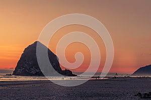 Colorful sunset on Cannon Beach Oregon