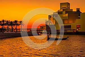 Colorful sunset at Doha Bay
