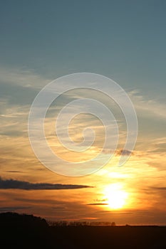 Colorful sunset, interesting cloud formations