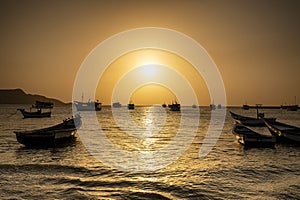 Colorful sunset at Juan Griego bay. Margarita Island, Venezuela