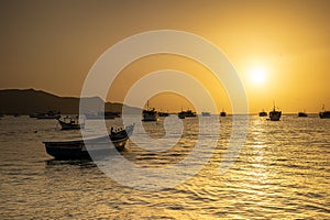 Colorful sunset at Juan Griego bay. Margarita Island, Venezuela