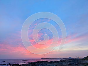 Colorful Sunset Matosinhos beach Porto photo