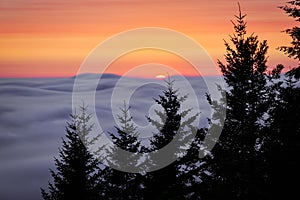 A Colorful Sunset in the Mountains of Northern California