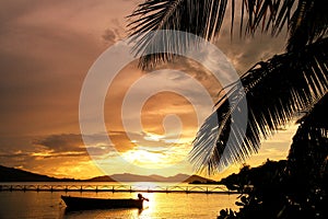 Colorful sunset at Nananu-i-Ra Island, Fiji