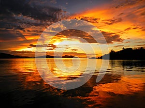 Colorful sunset at Nananu-i-Ra Island, Fiji