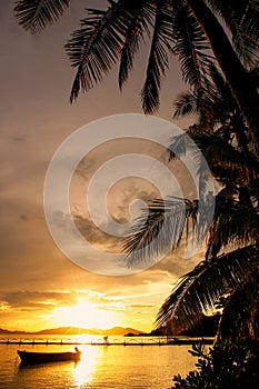 Colorful sunset at Nananu-i-Ra Island, Fiji