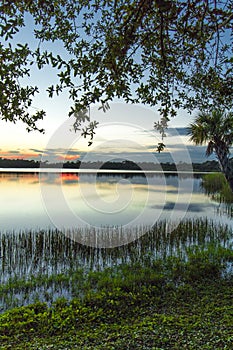Colorful Sunset over Lake Zobel, George LeStrange Preserve, Fort Pierce, Florida
