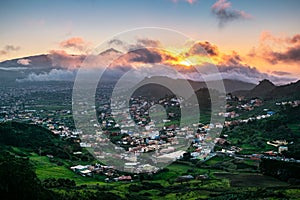 Colorful sunset over San CristÃ³bal de La Laguna.