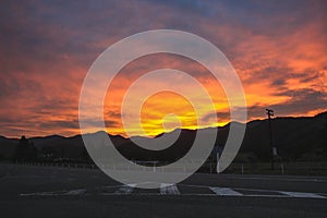 Colorful sunset in Picton, South Island, New Zealand