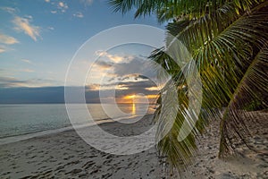 Colorful sunset in Praslin island