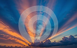 Dramatic Sunset Sky with Crepuscular Rays