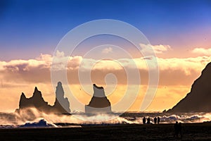 Colorful sunset, Reynisdrangar, Vik, Iceland