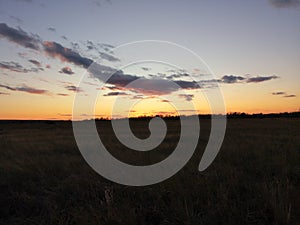 Colorful sunset in the steppes