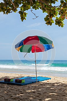 Colorful sunshade on the beach