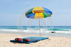 Colorful sunshade on the beach