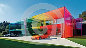 Colorful Supercar meets Luxury House: A Match Made in Style Heave