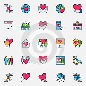 Colorful support and care icons