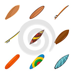 Colorful surf board icon set, flat style