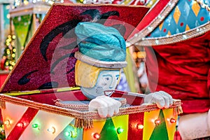 Colorful Surprise Jack in the Box Christmas decoration background
