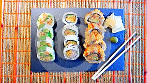 Colorful sushi platter